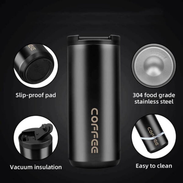 Coffee Mug Black Stainless Steel - 550ml - Image 2