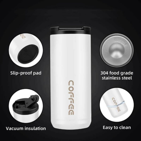 Coffee Mug White Stainless Steel - 550ml - Image 2